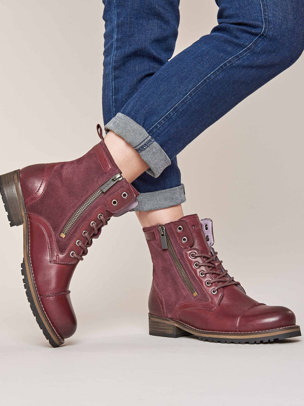 Purple ladies' biker ankle boots - BARDSEY PURPLE