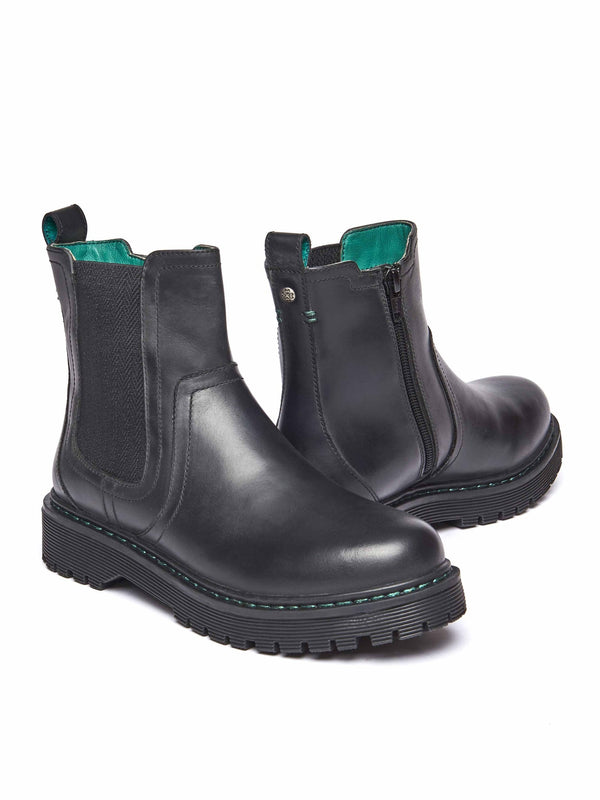 Black women's leather Chelsea boots - ABNEY BLACK