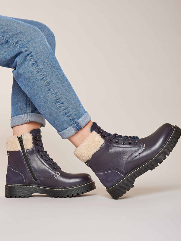 Blue Aviator leather boots - ARBUS INDIGO