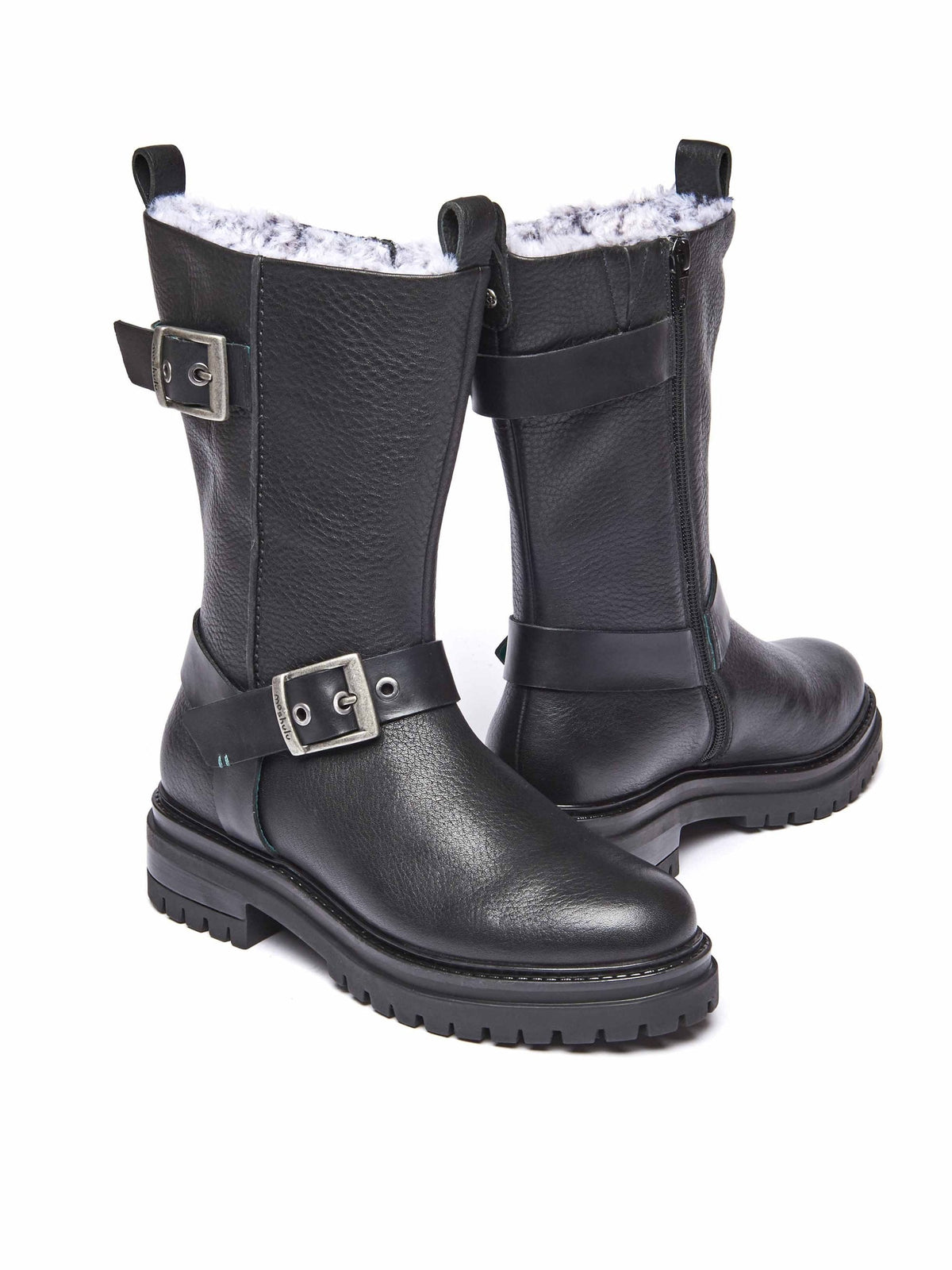 Black Mid-length biker boots - SHERALD BLACK