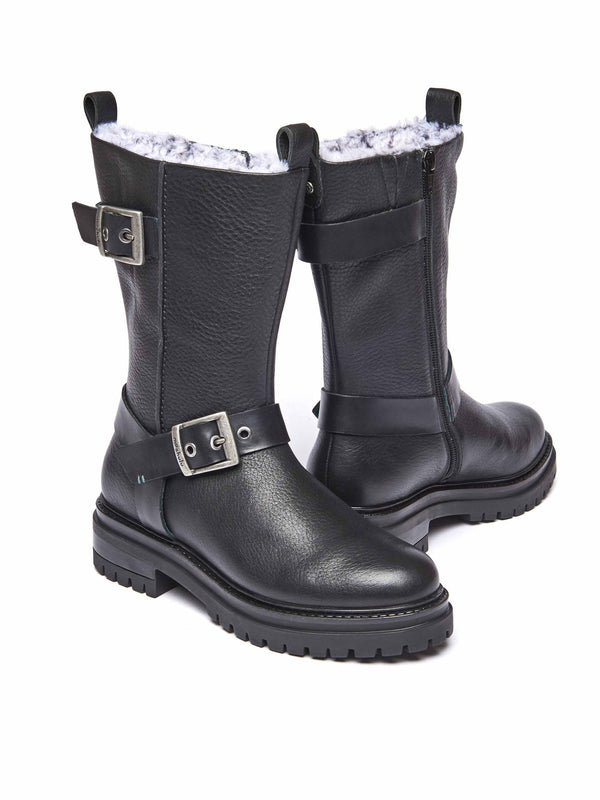 Black Mid-length biker boots - SHERALD BLACK