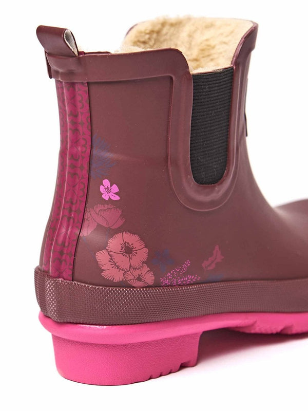 Blue Faux-fur lined short wellies - SPLOSH INDIGO TONAL FLORAL