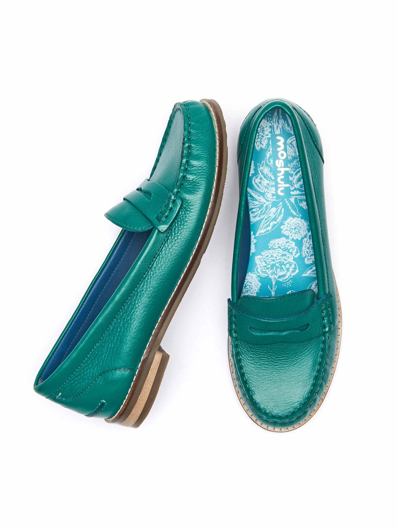 Green classic leather penny loafers - PETREL LEATHER JADE GREEN