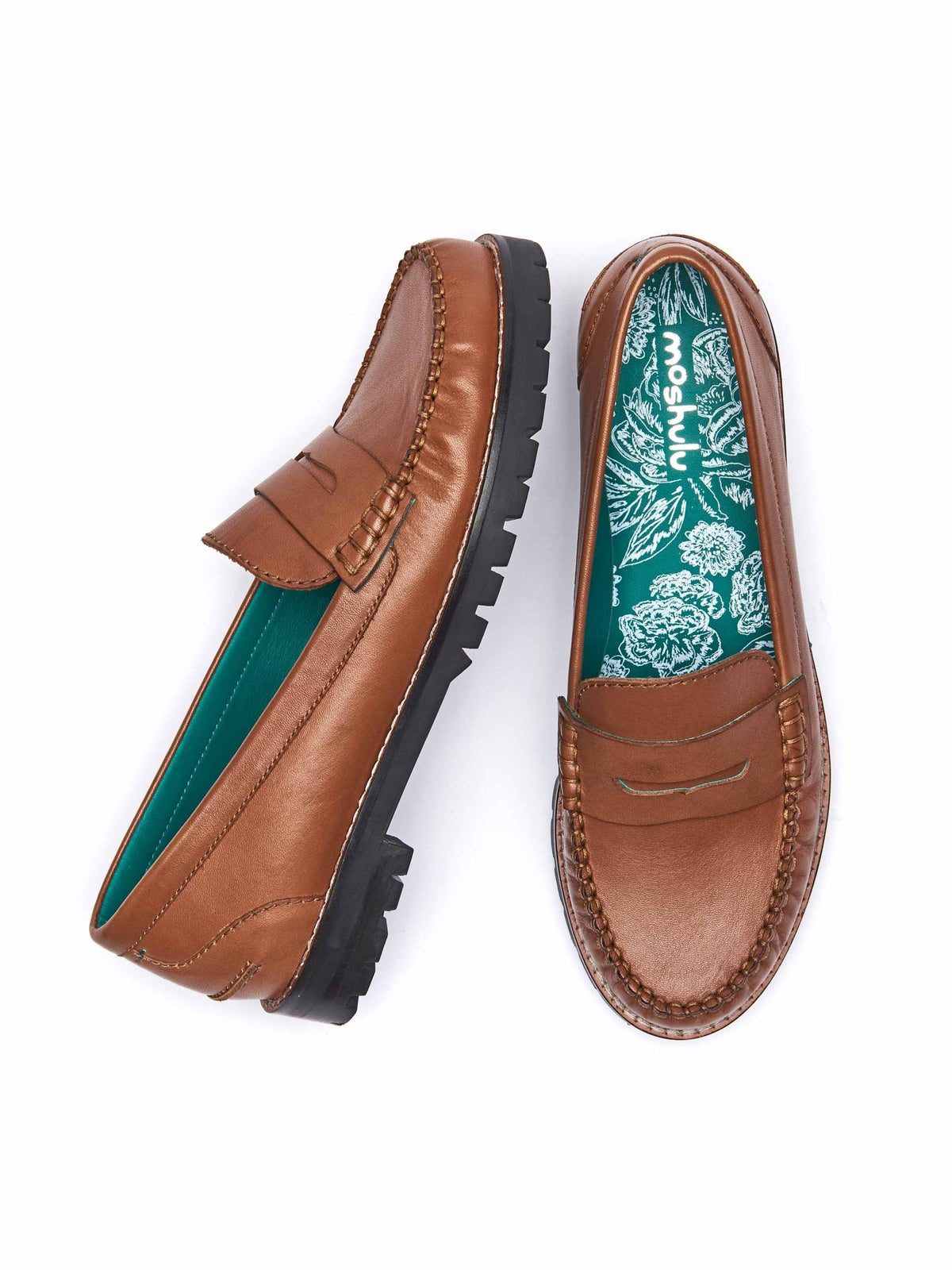 Brown Women's chunky leather loafer - BECKER TAN