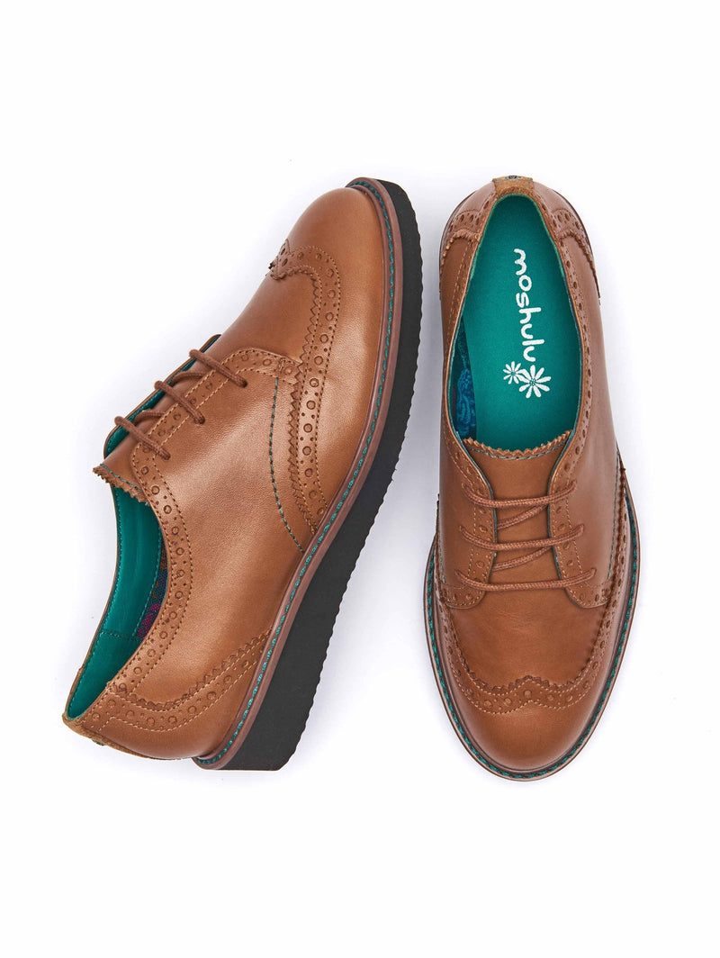 Brown leather metallic brogues - SEGOVIA TAN