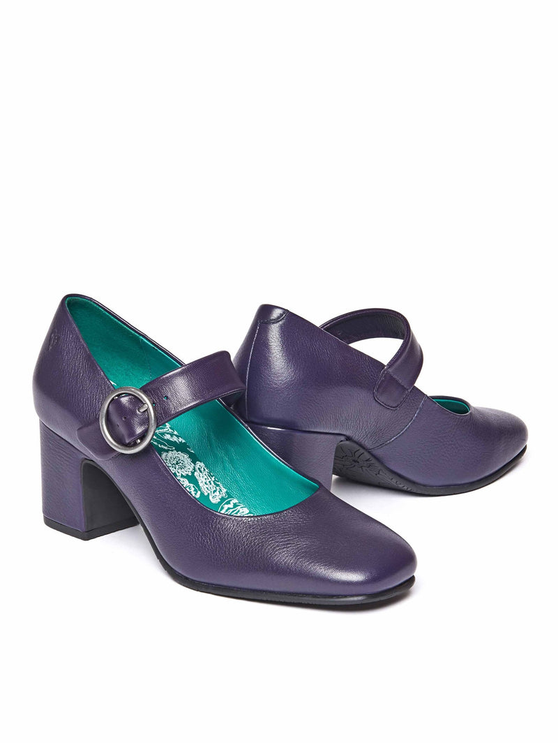 Purple mary Jane leather block heels - VALADON JEWEL PURPLE