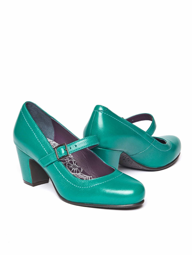 Green Mary Jane leather bar shoes - BIAMBI JADE GREEN
