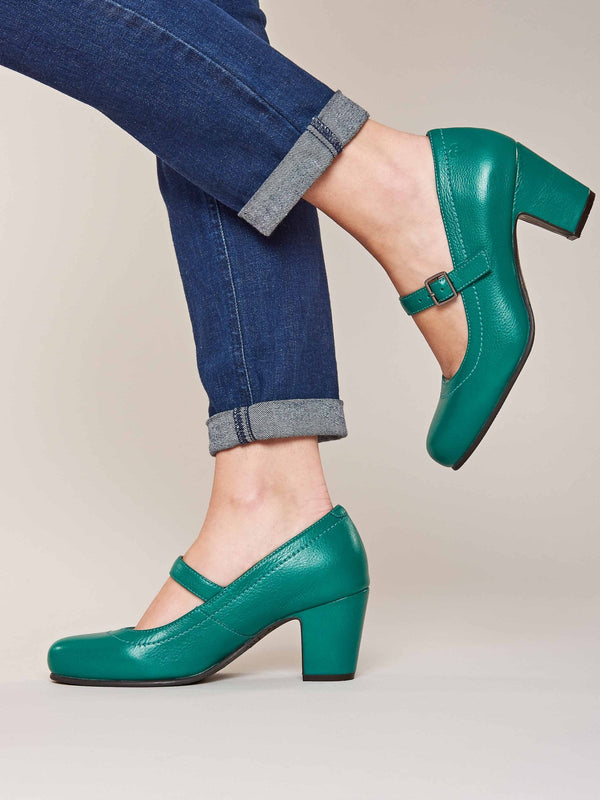 Green Mary Jane leather bar shoes - BIAMBI JADE GREEN