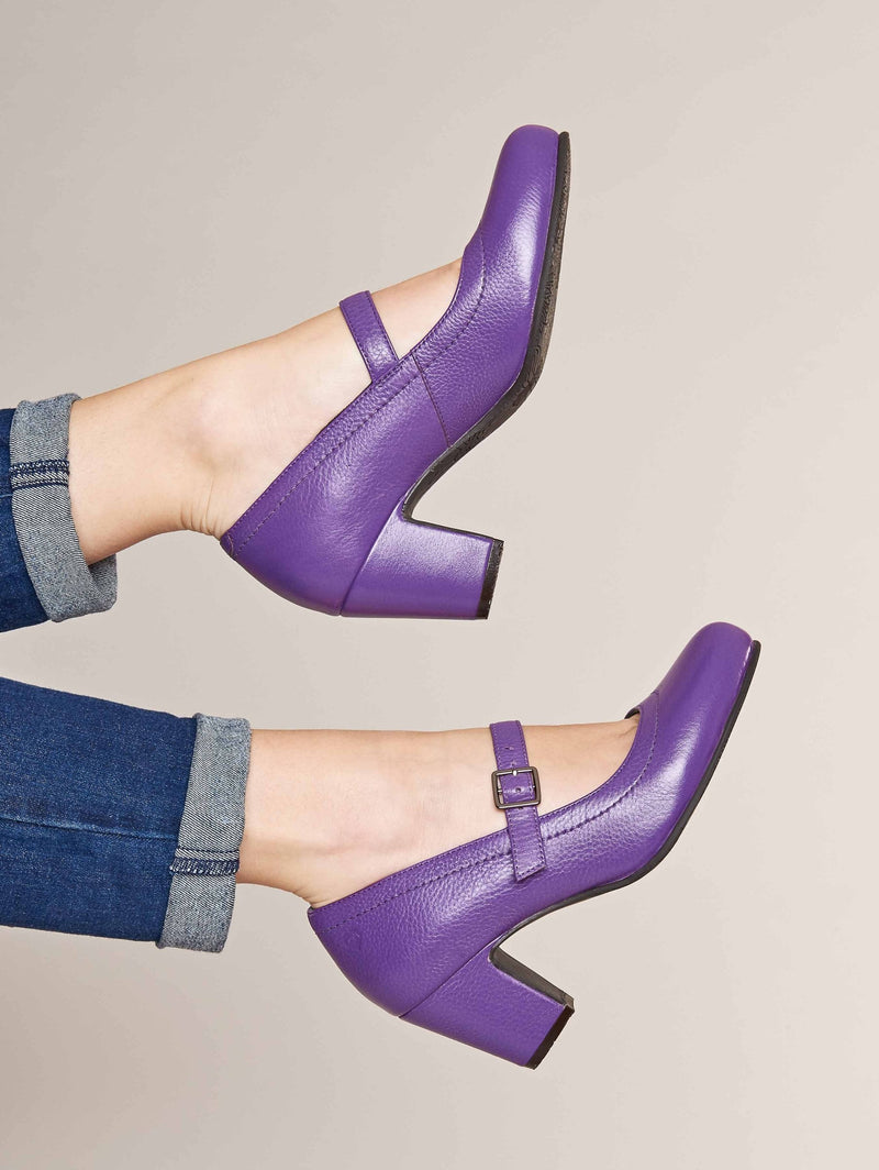 Purple Mary Jane leather bar shoes - BIAMBI ROYAL PURPLE