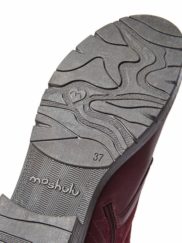 Red long adjustable lace-up boots - AIMEE CABERNET