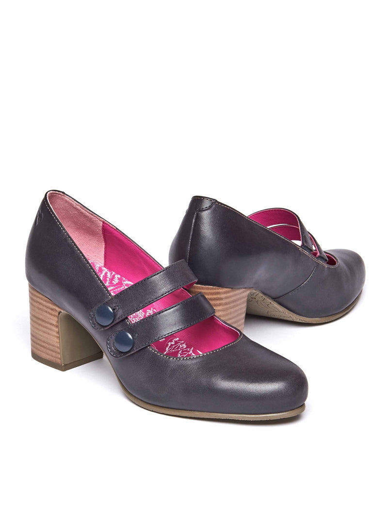 Blue Mary Jane court block heels - BONHEUR INDIGO