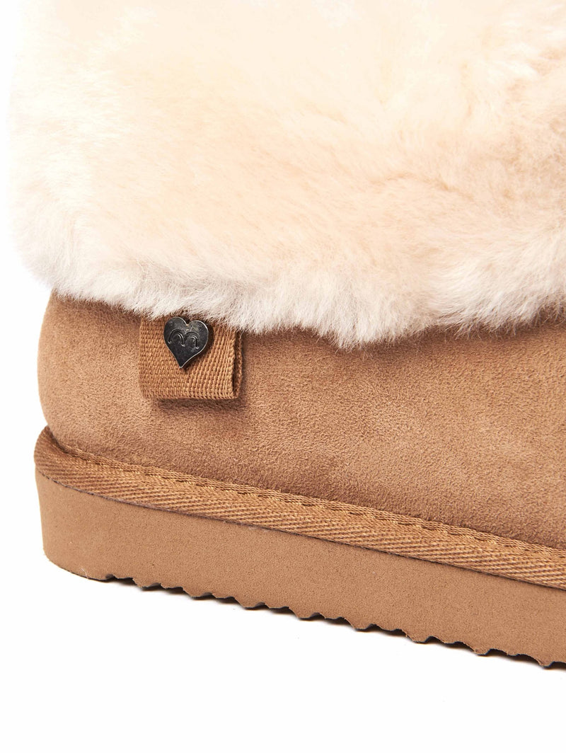 Metallic / Grey Ladies' sheepskin ankle slipper boots - GAMBIER PEWTER
