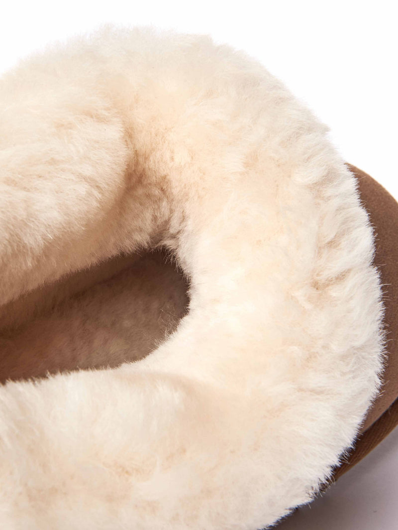 Metallic / Grey Ladies' sheepskin ankle slipper boots - GAMBIER PEWTER