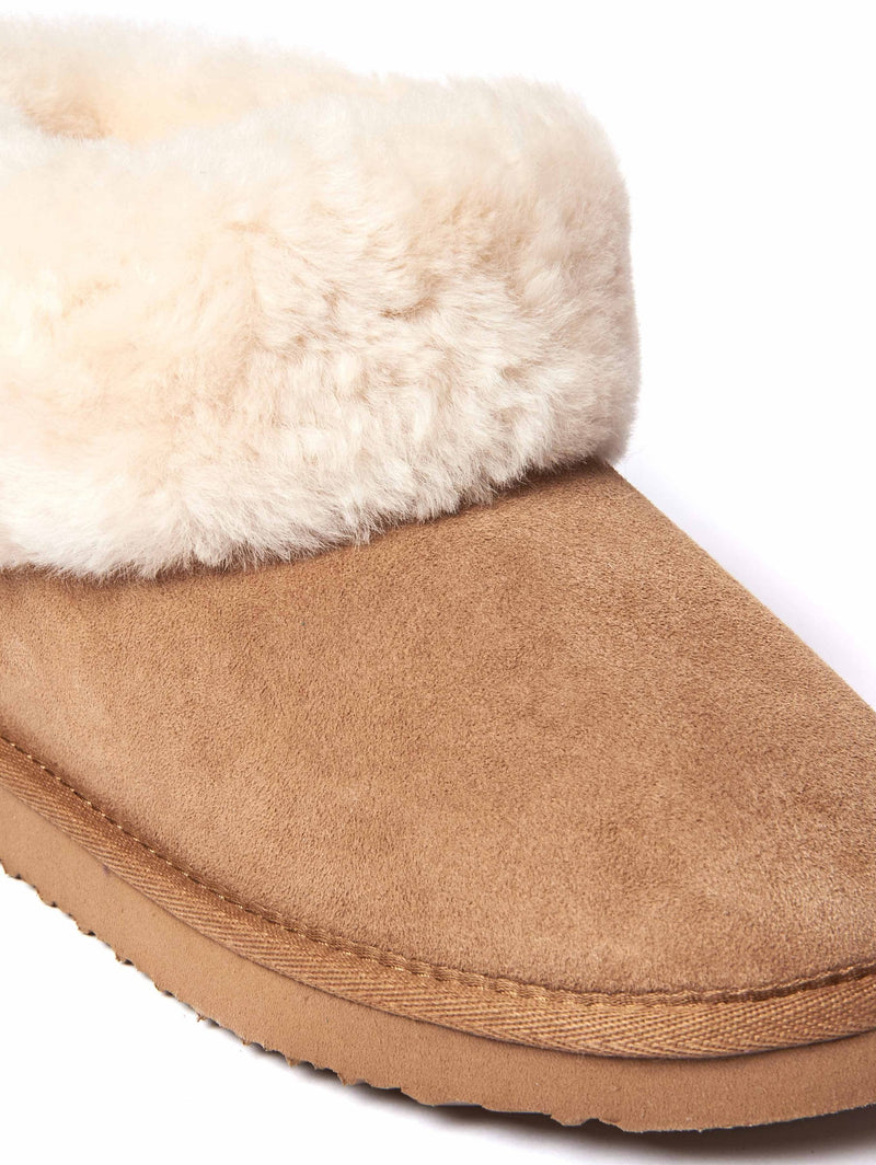 Metallic / Grey Ladies' sheepskin ankle slipper boots - GAMBIER PEWTER