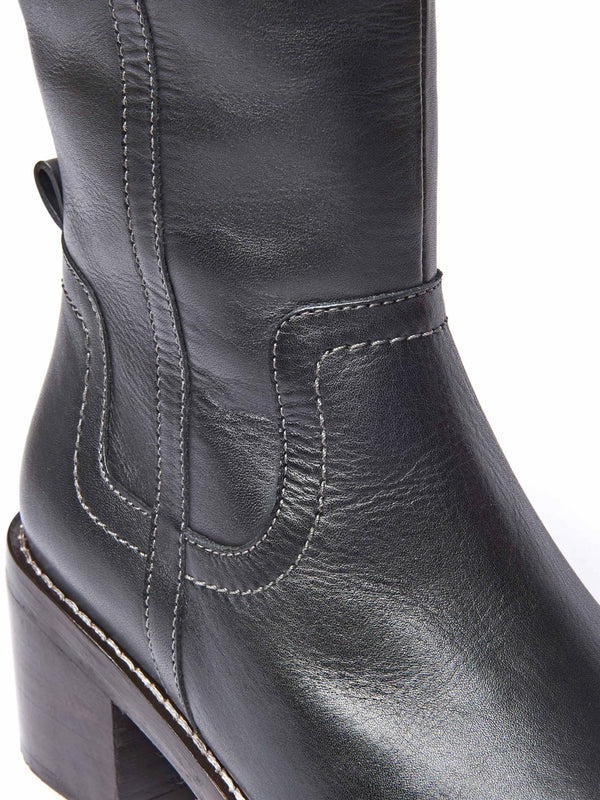 Black heeled long riding boots - HEPWORTH BLACK