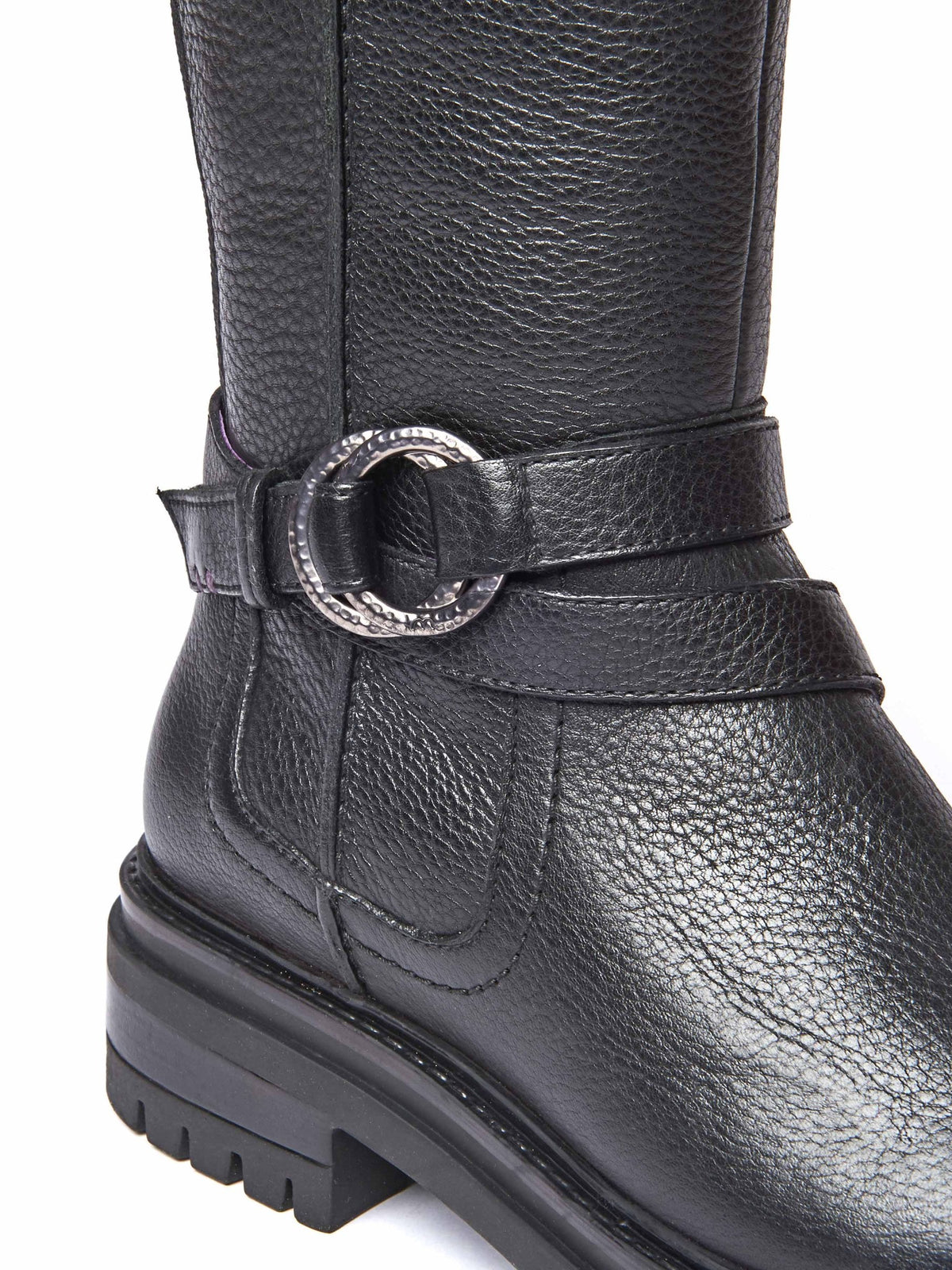 Red knee-high leather biker boots - KAHLO CABERNET