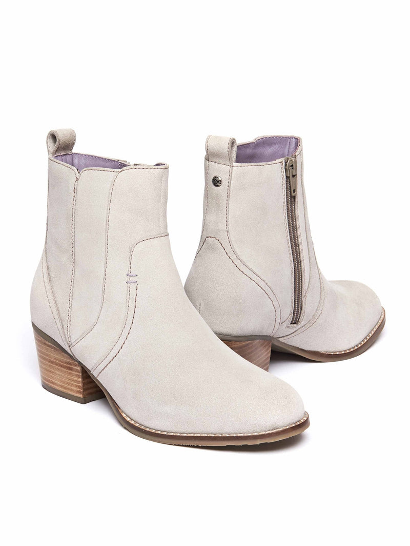 Grey western inspired heeled ankle boots - MORISOT PEBBLE GREY