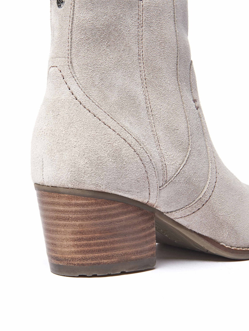 Grey western inspired heeled ankle boots - MORISOT PEBBLE GREY