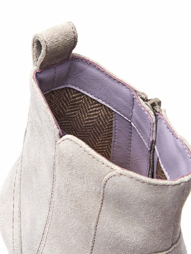 Grey western inspired heeled ankle boots - MORISOT PEBBLE GREY