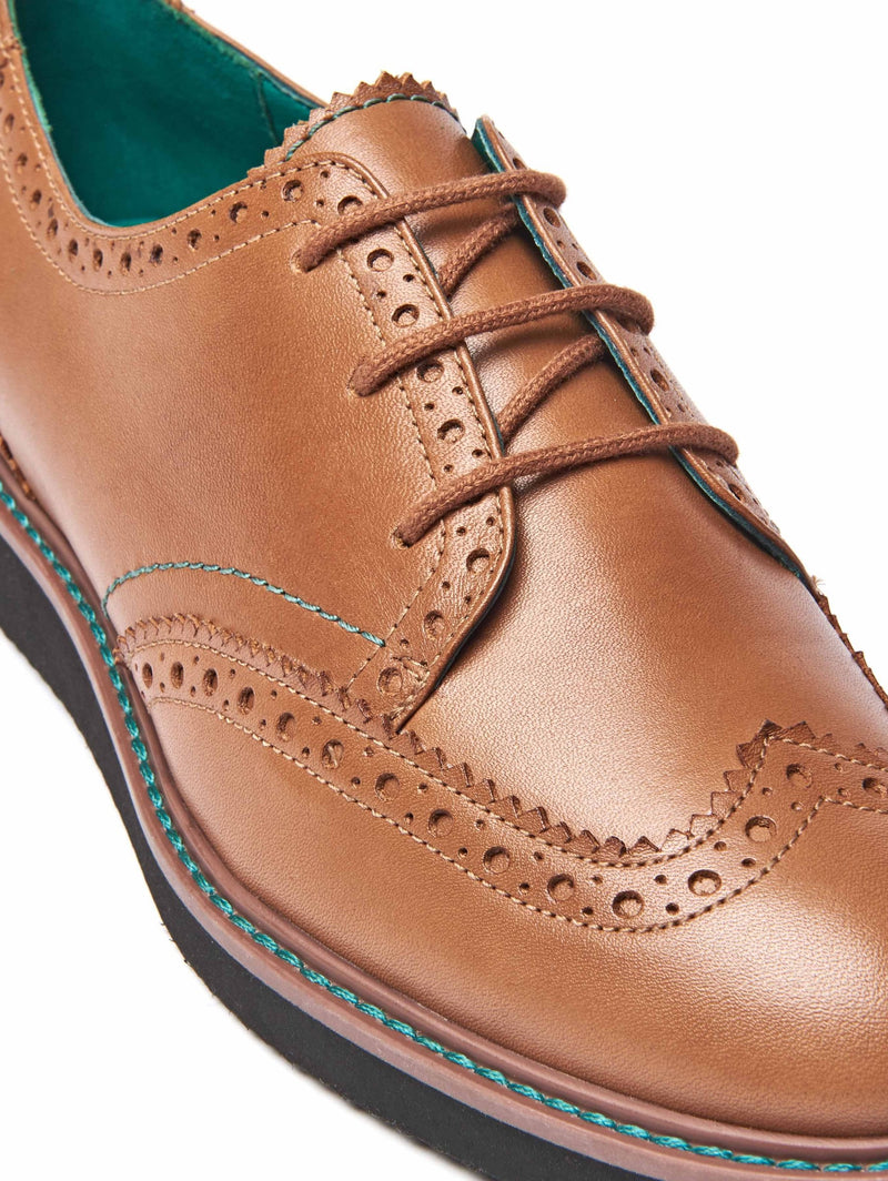 Brown leather metallic brogues - SEGOVIA TAN