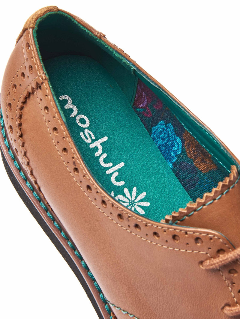 Brown leather metallic brogues - SEGOVIA TAN