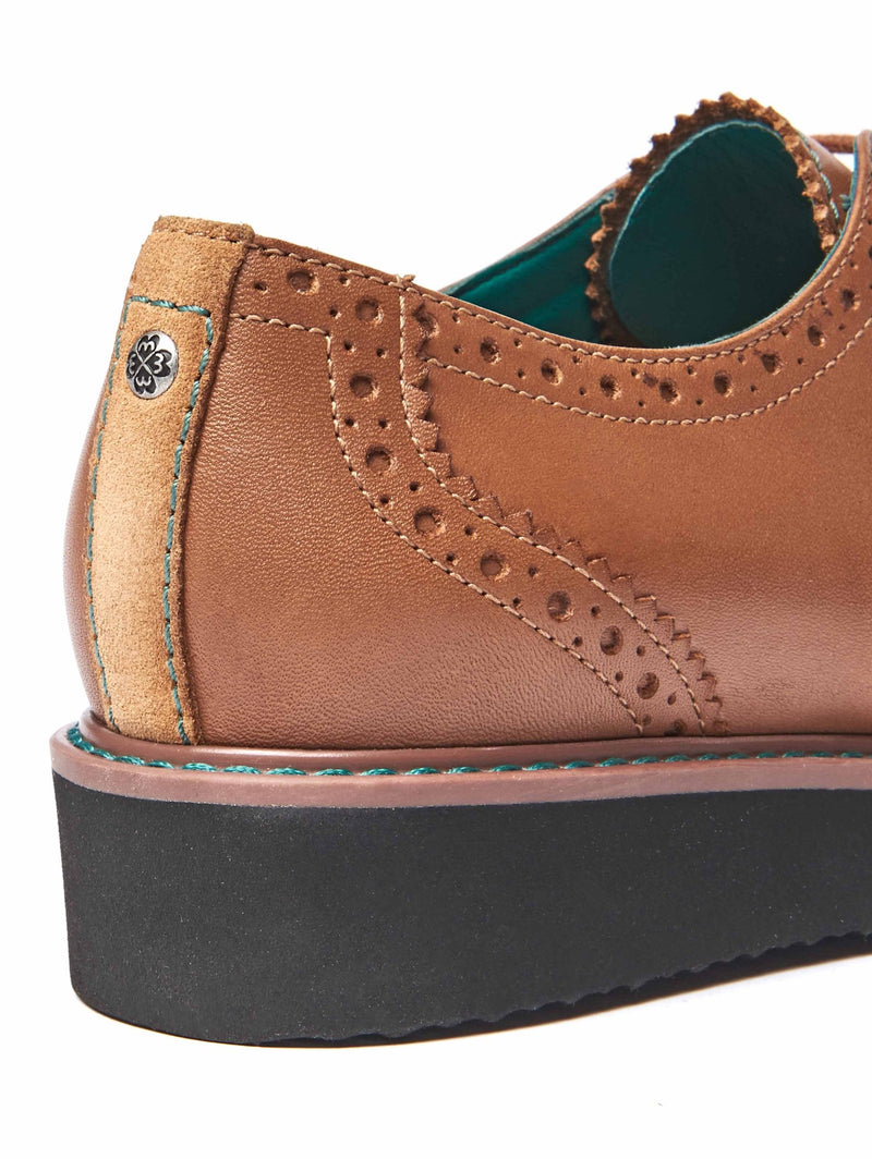 Brown leather metallic brogues - SEGOVIA TAN