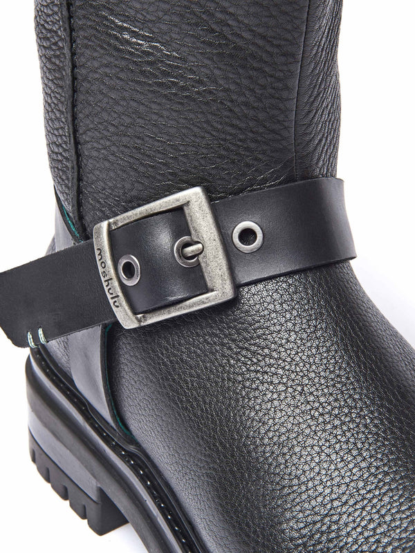 Black Mid-length biker boots - SHERALD BLACK