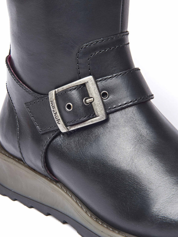 Blue long leather wedge boots - STARGAZER NAVY