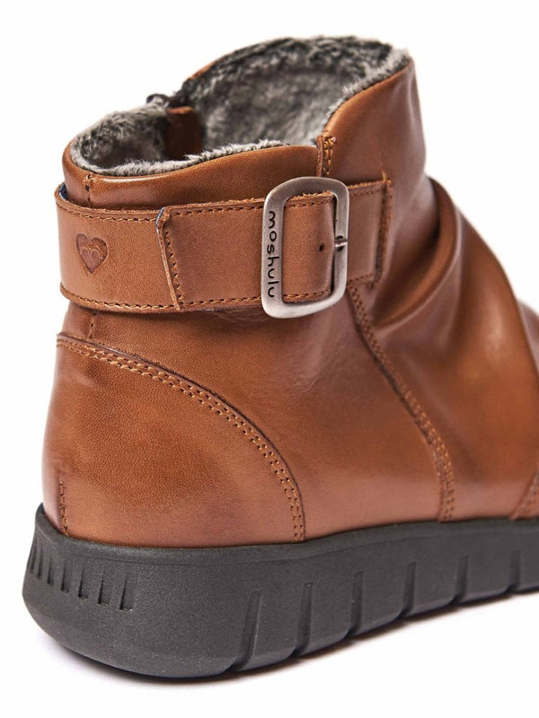 Brown ruched leather ankle boots - VAGAR TAN