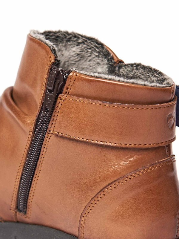 Brown ruched leather ankle boots - VAGAR TAN