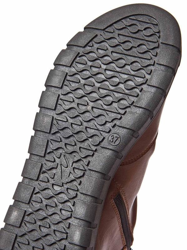 Brown ruched leather ankle boots - VAGAR TAN
