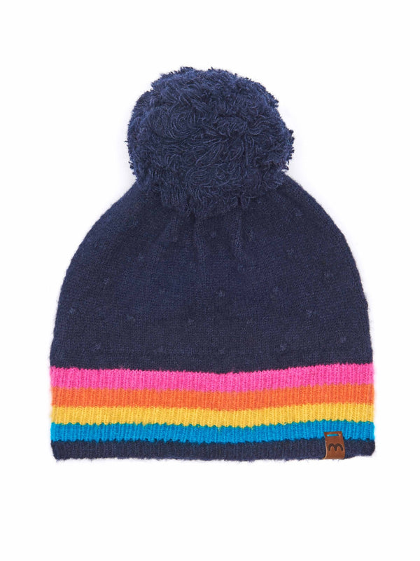 Multi / Blue ladies' rainbow bobble hat - BEIRA HAT INDIGO RAINBOW