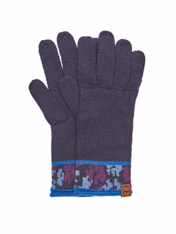 Blue Ladies' patterned gloves - TRESCO GLOVE COBALT MULTI