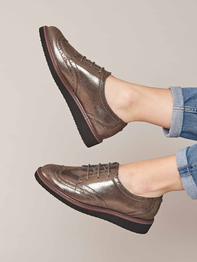 Metallic leather metallic brogues - SEGOVIA BRONZE METALLIC