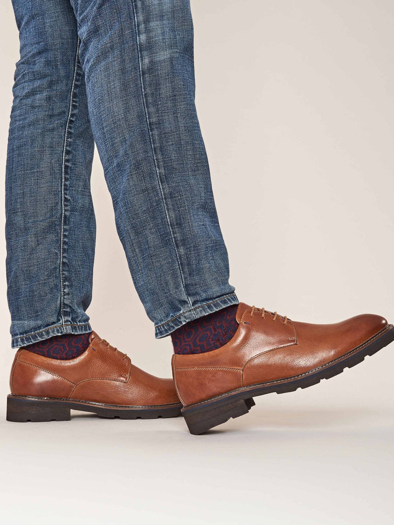 Brown men's suede derby shoes - GASKET 2 TAN