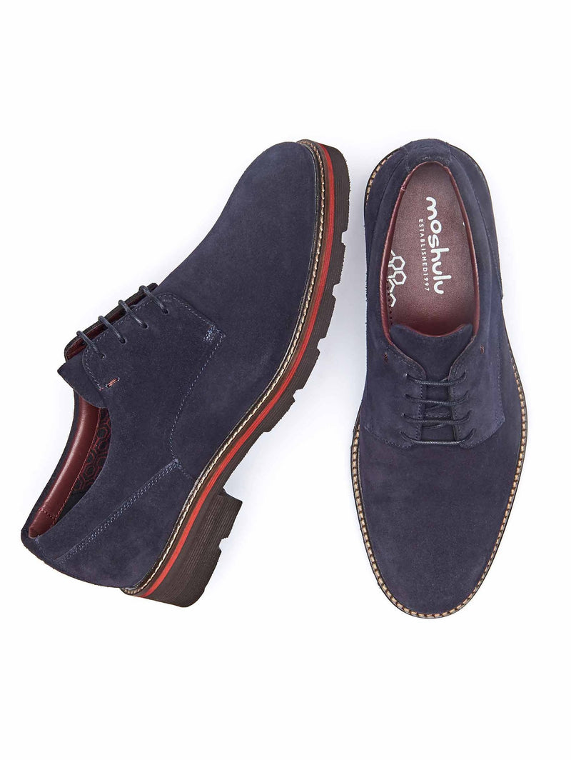 Blue men's suede derby shoes - GASKET 2 NAVY SUEDE