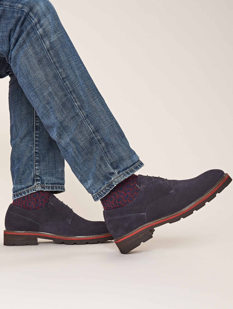 Blue men's suede derby shoes - GASKET 2 NAVY SUEDE