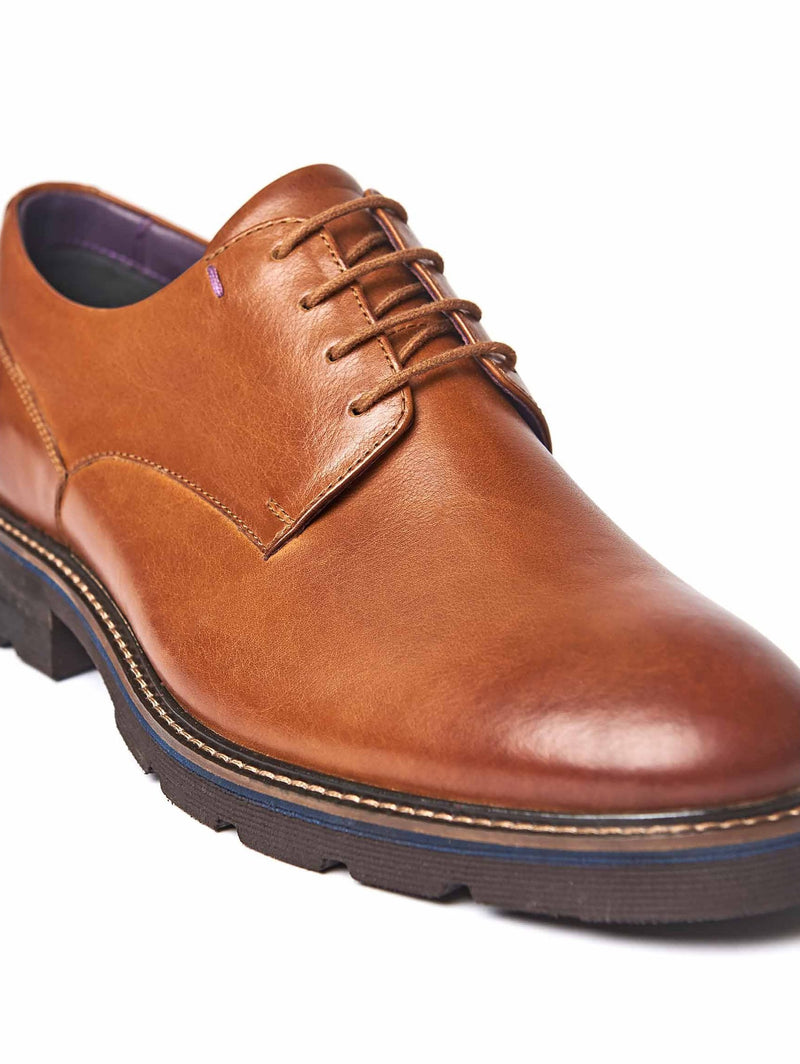 Brown men's suede derby shoes - GASKET 2 TAN