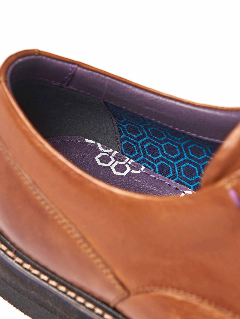 Brown men's suede derby shoes - GASKET 2 TAN
