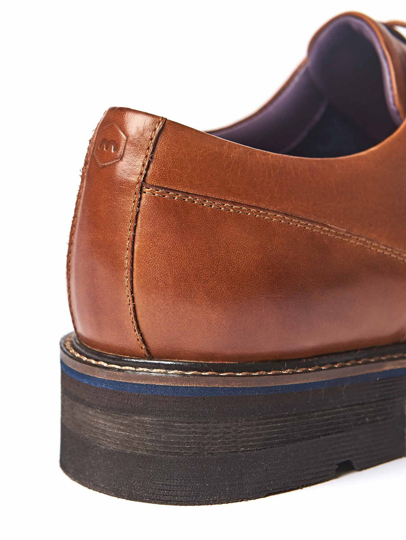 Brown men's suede derby shoes - GASKET 2 TAN