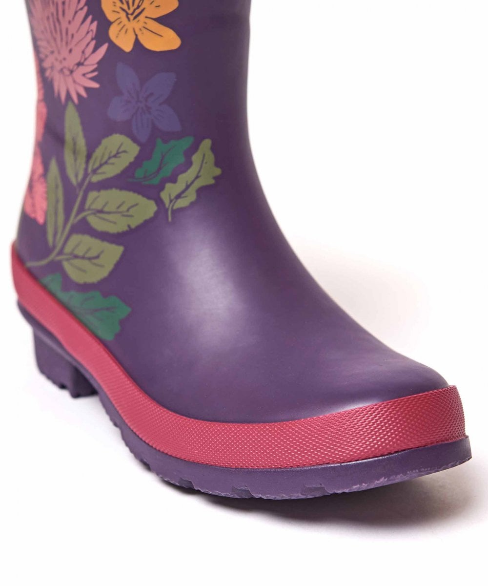 Blue colourful mid-length wellies - DOWNPOUR INDIGO STRIPE
