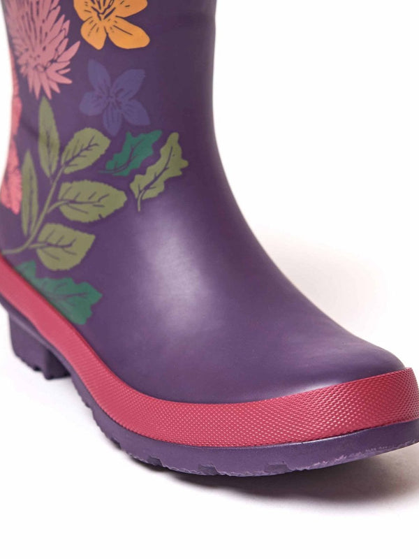 Blue colourful mid-length wellies - DOWNPOUR INDIGO STRIPE