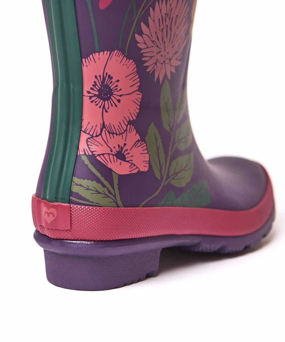 Blue colourful mid-length wellies - DOWNPOUR INDIGO STRIPE