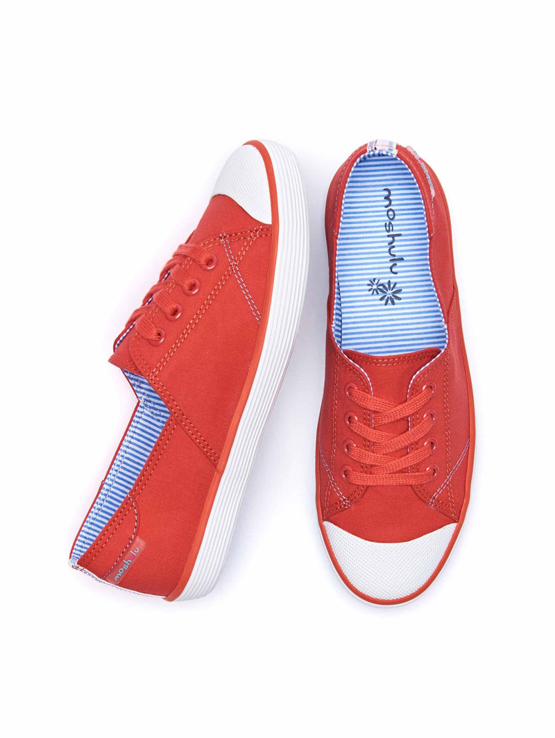 Red canvas lace-up trainers - HEMMICK GERANIUM RED