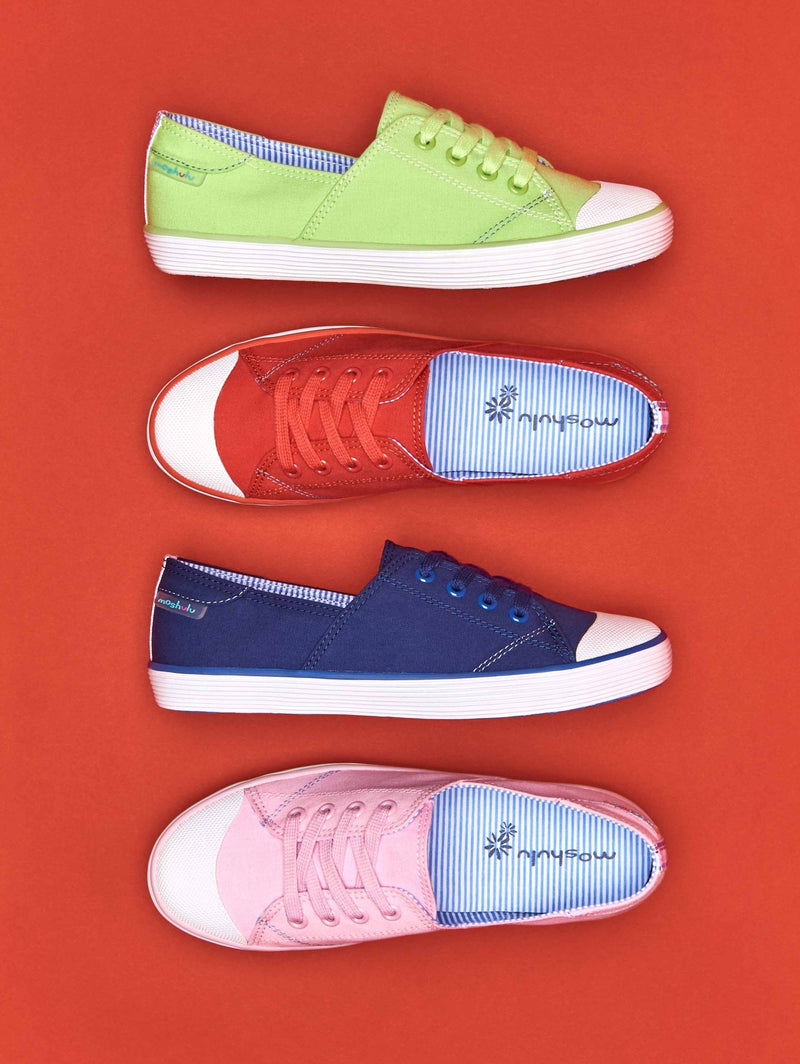Red canvas lace-up trainers - HEMMICK GERANIUM RED