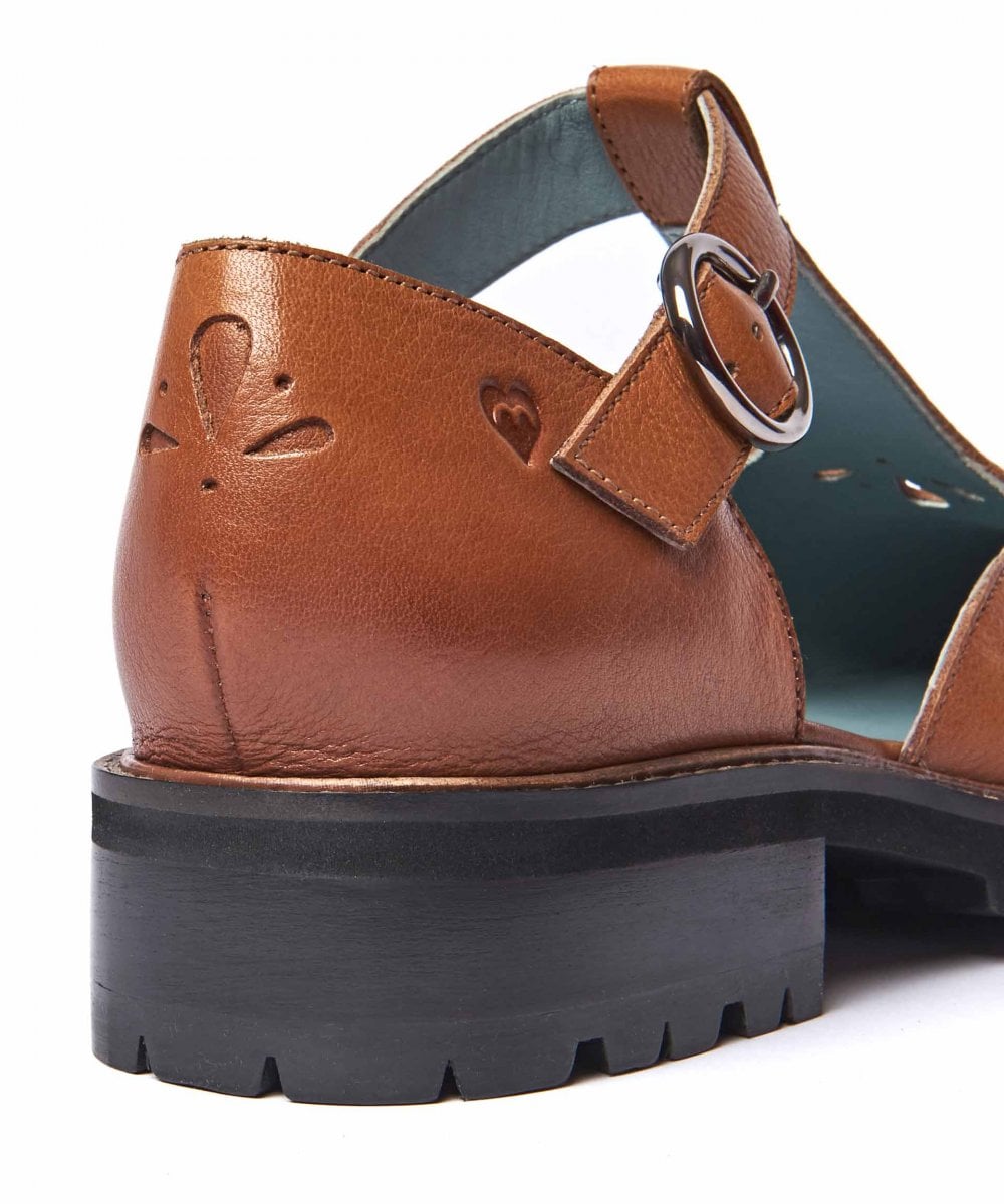 Blue Leather T-bar shoes - MARAZION INDIGO