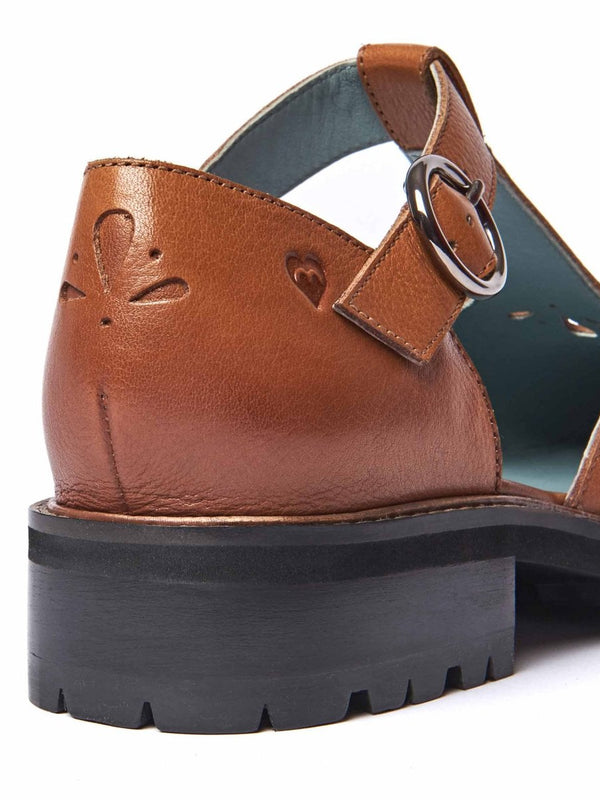 Blue Leather T-bar shoes - MARAZION INDIGO