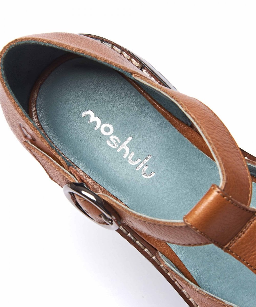 Blue Leather T-bar shoes - MARAZION INDIGO