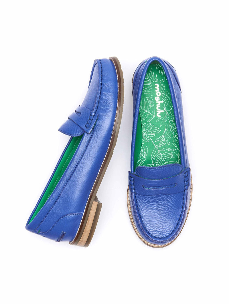 Blue classic leather penny loafers - PETREL LEATHER ROYAL BLUE