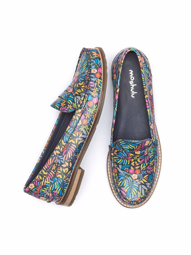 Multi classic leather penny loafers - PETREL LEATHER EDEN FLORAL